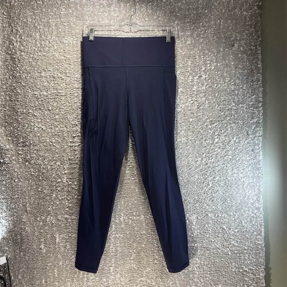 Athleta Salutation Stash‎ Tight Leggings Womens Medium Blue Pockets Training